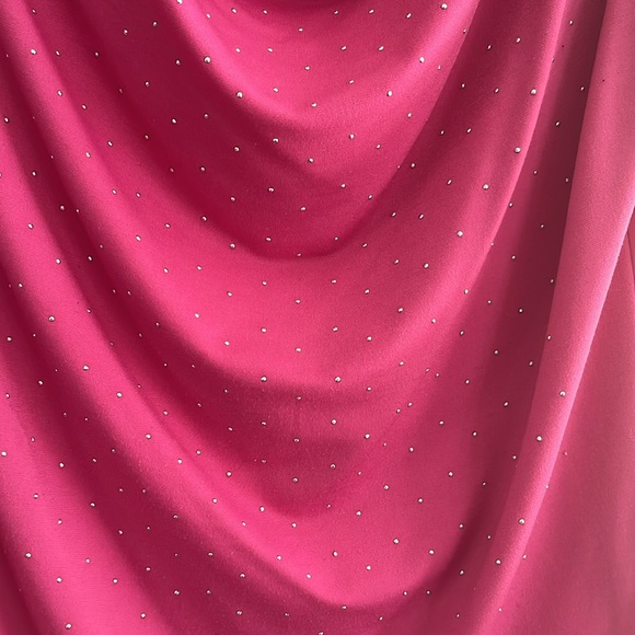 Vintage Dressbarn Glitter Top y2k Cowl Neck Vintage Pink Magenta mcBling L - Picture 3 of 6